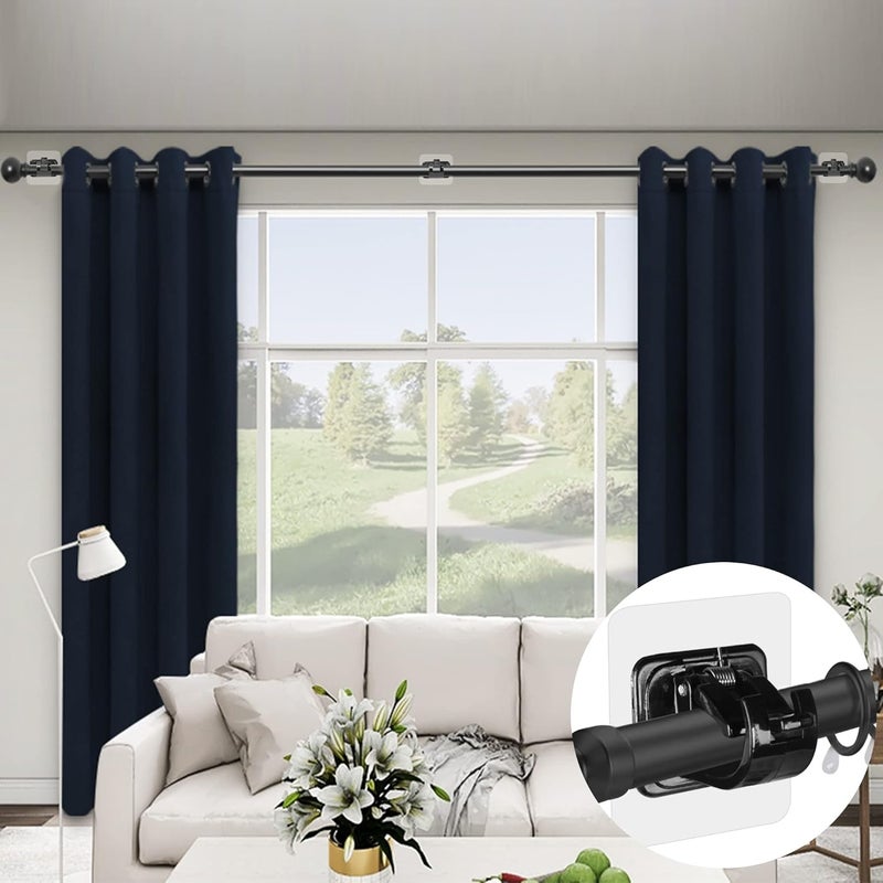 Codoule 2PCS No Drill Curtain Rod Brackets No Drilling Curtain Rod Holders Self Adhesive Curtain Rod Hooks Nail Free Adjustable Curtain Hangers,Non Screw Damage Stick On Drapery Rod Bracket for Wall Window - Image 3